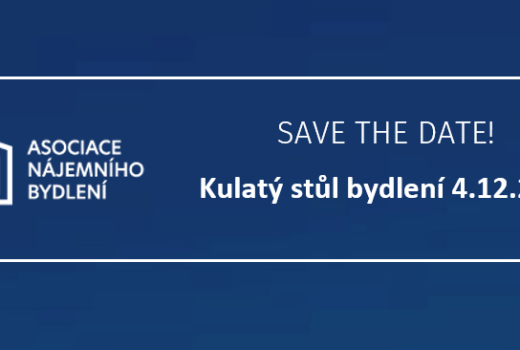 SAFE THE DATE! Kulatý stůl bydlení 4.12.2024